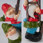 Elenon Funny Gnomes on Ladders Garden Statue, 14“ HIGH Gnomes Climbing Tree Figurine, Resin Outdoor Yard Lawn Decor, Cute Whimsical Patio Ornament for Garden, Porch, Backyard Decoration - Image 6