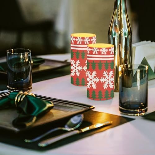 2Pcs Snowflake Stripes Flickering Flameless Bulk Candles Battery Operated with Remote and Timer LED Pillar Candles for New Year Home Decoration - Image 4