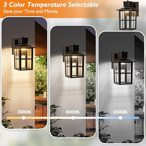 Brightever Outdoor Wall Lantern, 10W LED Exterior Waterproof WallSconce Light Fixture, 3000K/4000K/6500K Selectable, 800LM High Brightness, Oil Rubbed Bronze Anti-Rust Wall Light for Yard, Entryway - Image 4
