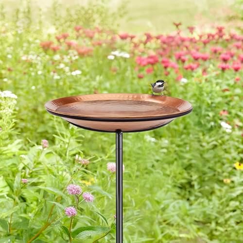 Good Directions Dimpled Copper Bird Bath on Garden Pole 13" - Image 4