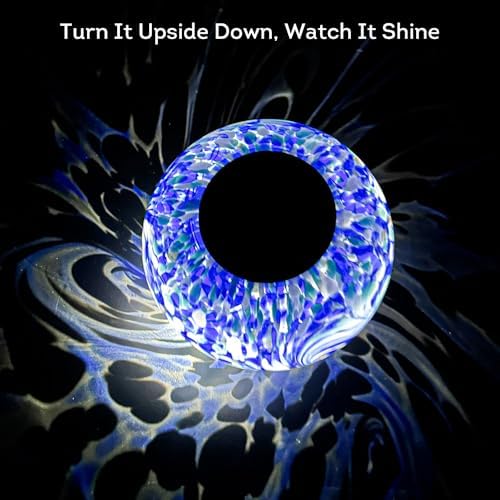 Lily's Home Gazing Ball - 7.68" Glass Globe with Solar Powered Lights - Outdoor Solar Lights for Yard & Patio - Garden Decor - Automatic On/Off Photosensitive Switch - Blue - Image 2