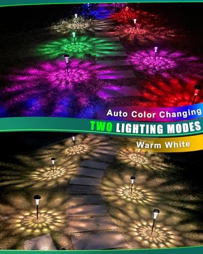 Solar Pathway Lights Outdoor, 8 Pack RGB Color Changing+Warm White LED Path Light IP67 Waterproof, Solar Powered Lights for Walkway Driveway Garden Yard Backyard Lawn Landscape Lighting Decorative - Image 6