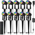 Banord RGBW Color Changing Outdoor Landscape Lighting, 10 Pack Low Voltage LED Outdoor Spotlight with Remote, IP65 Waterproof for Yard, Garden, Lawn by Banord