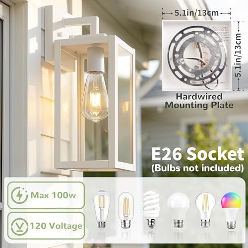 Outdoor Wall Sconces, White Large Exterior Waterproof Wall Lights, 15 inch - Image 6