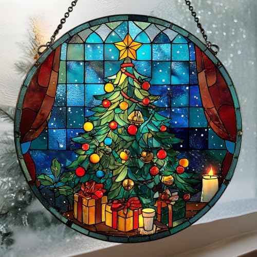 Christmas Tree Colorful Ornaments Hanging Acrylic Suncatcher - Image 3