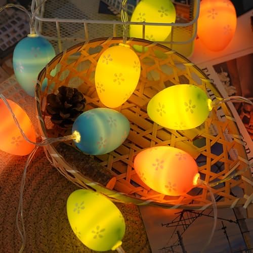 CAKERS Creative Easter Day String Lights|LED Warm White Copper Wire Lights|Hanging Fairy Lights for Bedroom Party Decor,Colorful Eggs,3m(9.8ft)-20LED-Battery - Image 7