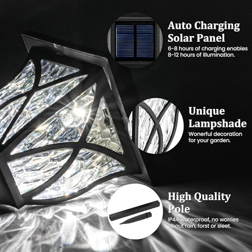 GIGALUMI 8 Pack Solar Lights Outdoor Waterproof, LED Solar Garden Lights - Image 4