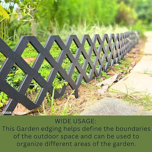 LaLaGreen Garden Edging Border (23x8.5in, 10 Pack) Black Plastic Fence - Image 6
