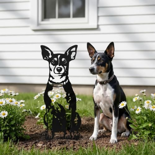 Dog Metal Garden Stake - Weatherproof Dog Silhouette Yard Art, Decorative Outdoor Sign for Lawn & Patio, Heartfelt Gift for Rat Terrier Lovers(Stand,14") - Image 3
