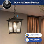 Outdoor Dusk to Dawn Pendant Light Black Outdoor Porch Hanging Light - Image 6