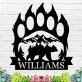 Personalized Bear Paw Metal Wall Decor, Rustic Forest Bear Wilderness Sign, Forest for Living Room Indoor Decor, Rustic Cabin Hunting Bear Paw Signs by EXUNART