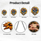 Floral Sugar Skull Acrylic Suncatcher - Image 2