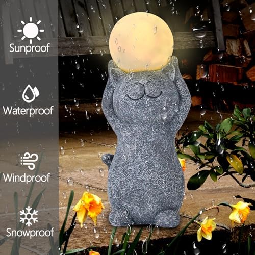 Solar Garden Decor Cat Moon Outdoor Statue and Figurine Lights - Image 2