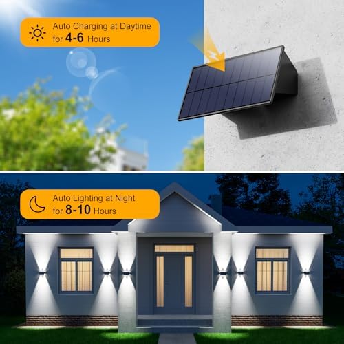 4 Pack Cool White Solar Power Fence Wall Light Outside Up and Down - Image 4