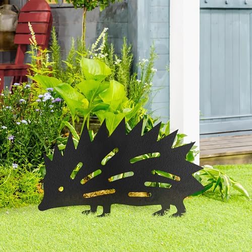 Hedgehog Metal Garden Stake Decorative, Adorable Animal Silhouette Statues for Yard Art, Outside, Patio, Outdoor Decor, Garden Decorations, Lawn Ornaments - 16" Black - Image 3