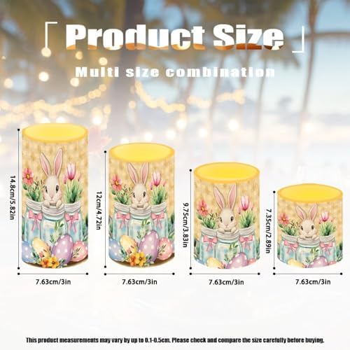 Easter Bunny Tulip Flamless Candles Flickering LED Battery Operated Elictric Pillar Candles with Color Changing Timer Remote Control for Indoor Outdoor Easter Day Party Home Decorations - Image 4