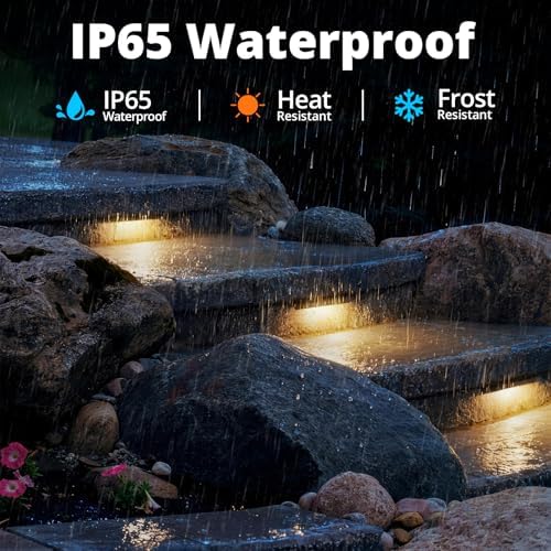 GKOLED 20Pack 6.8 Inches Hardscape Lights, Low Voltage Retaining Wall Lighting with Frosted Lens, 12V AC/DC Paver Light with 1.5W 2700K LED Chips, Outdoor Landscape Step Lights, Die-cast Aluminum - Image 4
