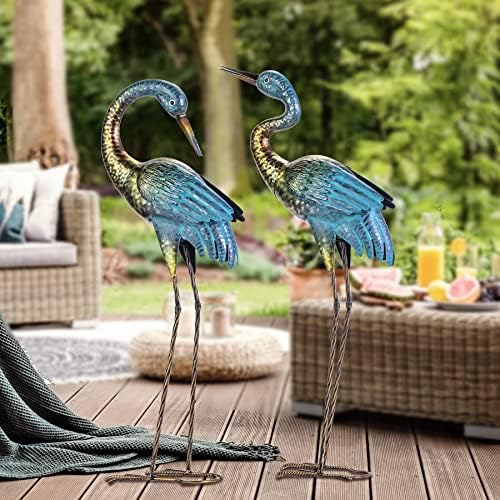 Natelf Outdoor Garden Crane Statues Blue Heron for Lawn Yard Decor - Image 4