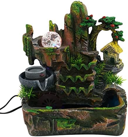 Tabletop Rockery Fountain, Small Waterfall Fountains Indoor with LED Lamp Atomization Effect, Rockery Water Fountain Ornament for Home Office Bedroom Decoration, Style A - Image 6