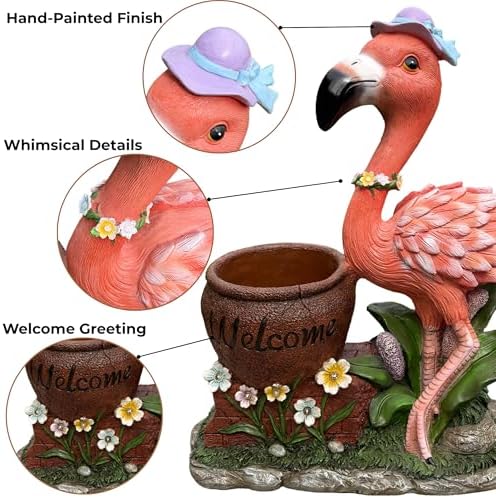 Garden Flamingo Statue Planter Pot - Image 2