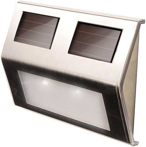 Maxsa 47334-SS Weatherproof Solar LED Lights for Decks and Steps (4-Pack), Stainless Steel by MAXSA
