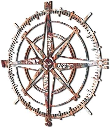 Venovez Compass Wall Decor with Inspirational Words Laser-Cut Metal - Wood Art with Digital Print, Nautical Home Decoration for Living Room, Office, or Gifts - Image 2