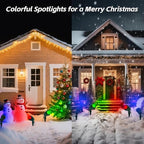 Halloween & Christmas Outdoor Spotlight, 2700K Warm White LED Landscape Spot Lightswith RGB 3 Lenses, IP67 Waterproof, 120V Plug-in for Yard, Garden Tree Holiday Decor (4 Pack, Green) - Image 4