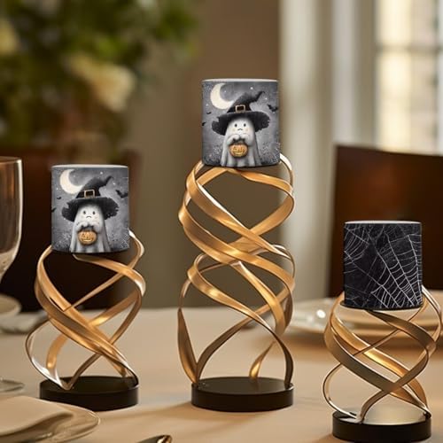 Halloween Flameless Candles with Remote Battery Operated Candles with Timer Flickering LED Battery Operated Elictric Pillar Tealights for Home Decorations, Moon Ghost Spider Web - Image 4