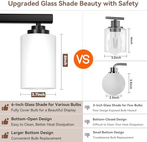 VerRon 5-Light Bathroom Light Fixtures, 31" Black Modern Vanity Lights - Image 4