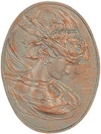 Sungmor Copper Cast Iron Wall Art, Oval-shaped Classical Lady Relief Plaque by Sungmor