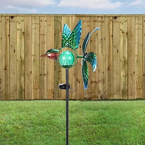 Afirst Solar Hummingbird Wind Spinner, Metal Garden Stake Lights Lawn Decor - Image 6