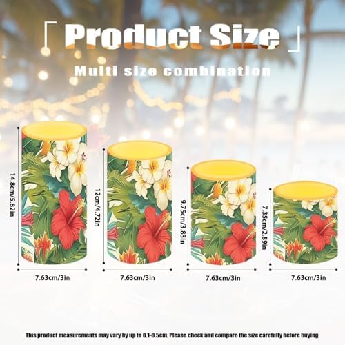 Flameless Candles with Remote Tropical Floral Leaves Battery Operated Candles with Timer Pack of 4 LED Pillar Tea Lights for Coastal Home Hotel Restaurant Decorations - Image 6