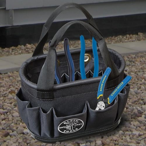 Klein Tools 5144BHB14OS Hard-Body Bucket, Aerial Oval Tool Bucket with Drain Holes, 29 Pockets - Image 3