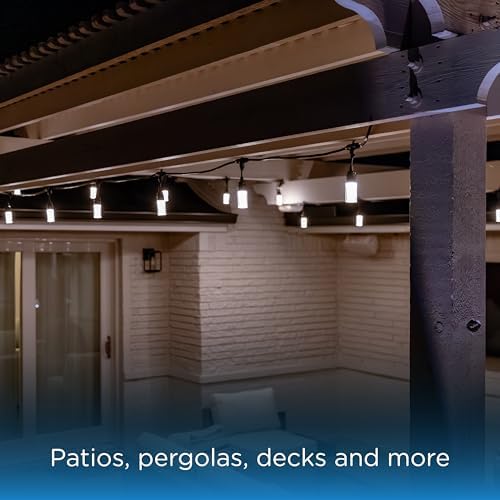 Enbrighten Modern Outdoor String Lights, 24ft, 12 Bulbs, White Light Only - Image 3