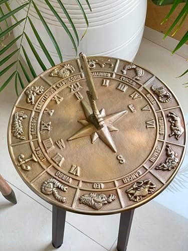 Brass Zodiac Signs Constellations Sundial -12'' Dia Home & Garden Decor Gift by Unknown