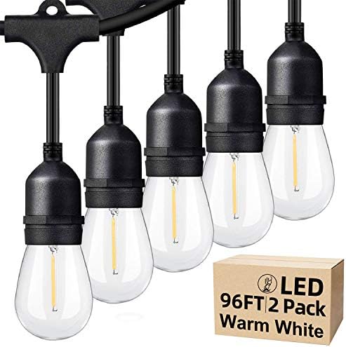 Outdoor String Lights 96FT(48×2), Commercial Grade Heavy Duty Patio Lights by Lakumu