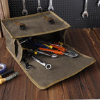Canvas Tool Storage Bag - Portable Garden Tool Carrying Case with 3 Pockets + 2 Release Buckles, Multi-Purpose 16OZ Waxed Canvas Tool Tote Bag | 11.5"L x 6"W x 7.5"H | Grey - Image 7