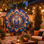Shwing 12 Inch Wind Spinner Colorful Owl Mandala Hanging Decor Vibrant Boho Metal Ornament Outdoor Kinetic Garden Art 3D Wind Spinner for Patio Porch Balcony Backyard Decoration - Image 4