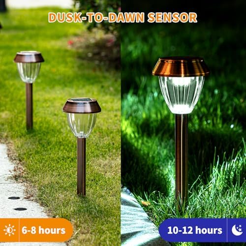 6 Pack Solar Pathway Lights Outdoor, New Upgraded Adjustable Warm & Cool White Solar Lights Outdoor Waterproof, Solar-Powered Garden Light for Path, Walkway, Yard, Driveway, Lawn, Backyard Decor - Image 4