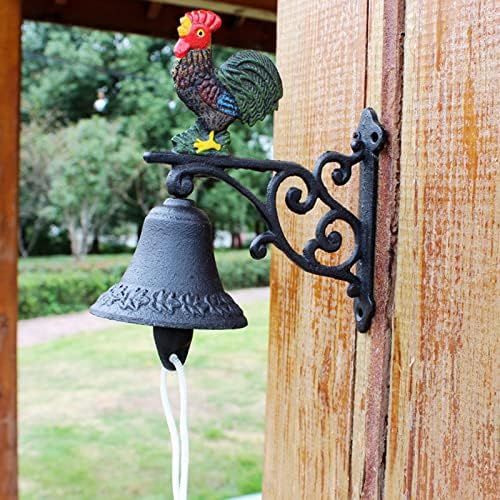 Heavy Duty Cast Iron Wall Bell, Wall Sculpture Decor Dinner Bells for Front Door School Courtyard, Manually Shaking Wall Hanging Decor Bell by Unknown