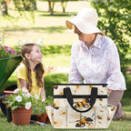 Bee Garden Tool Bag Organizer Heavy Duty Yellow Honey Floral Gardening Tote Bag with 10 Pockets for Women Men Gardening Gifts - Image 2
