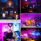 Flood Lights Outdoor RGB with Stake, 500W Equivalent Smart Color Change & Daylight 5700K Landscape Light, IP66 Patio Lights via App Control, Indoor Ambient Lighting, DIY Scenes/Music Sync/Timing-4Pack - Image 4