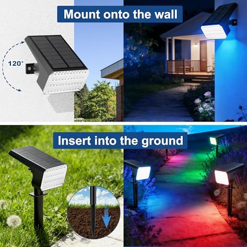 LANSOW Solar Spot Lights Outdoor Color Changing, 8Pack/7 Modes Waterproof Solar Christmas Landscape Spotlights, LED Solar Powered Flood Lights for Yard Garden Pathway Outside Halloween, Auto ON/Off - Image 6