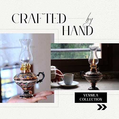 Handmade Copper Oil Lamp for Indoor Use Christmas Gift Farmhouse Kitchen Decor Vintage Hurricane Lanterns Decorative Indoor Emergency Lanterns for Power Outages Lights and Decorative Table Lamp - Image 4