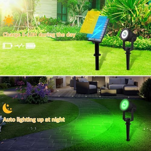 T-SUNUS RGB Solar Landscape Spotlights IP65 Waterproof 4-Pack Outdoor - Image 3