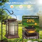 Brightever 4 Packs Solar Lanterns Outdoor Waterproof, Upgraded Flickering Flame Solar Lantern Lights with Handle, Auto On/Off Hanging & Standing Lantern for Yard Garden Table Decor, Bronze - Image 6