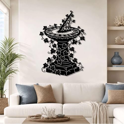 Vintage Sundial Garden Metal Wall Art Metal Signs Metal Outdoor Decor Wall Art Decor Rustic Middle Ages Wall Sculpture Elegant Home Decoration for Living Room Bedroom Office Apartment Decor (Black,16Inch) - Image 5