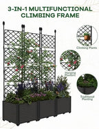 Patikuin 3-Section Sturdy Weather-Resistant Raised Garden Bed with Metal Trellis, Vertical Modular Planter Box & Privacy Screen for Climbing Plants, Vegetables, Flowers - Image 4