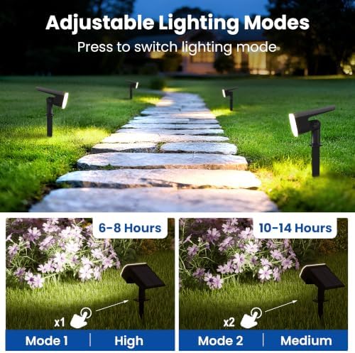 JEJOT Solar Spot Lights Outdoor Waterproof, Solar Spotlights, 6 Pack - Image 2