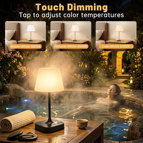 Table Lamp,Cordless Waterproof Shower Lamp and Dimmable Touch Lamp - Image 5
